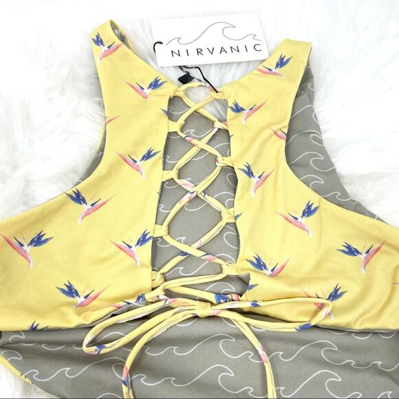 Nirvanic Swim Oqui Monokini One Piece in Bird of Paradise Yellow Women’s XS $150 - Picture 3 of 6